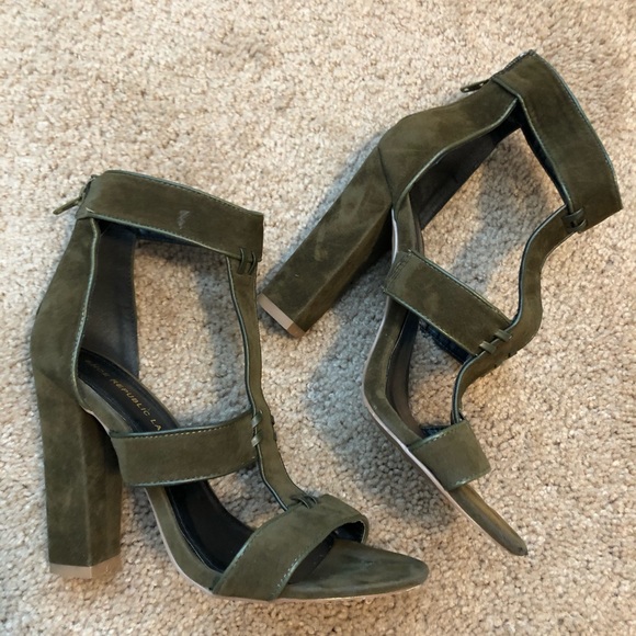 olive green sandal heels